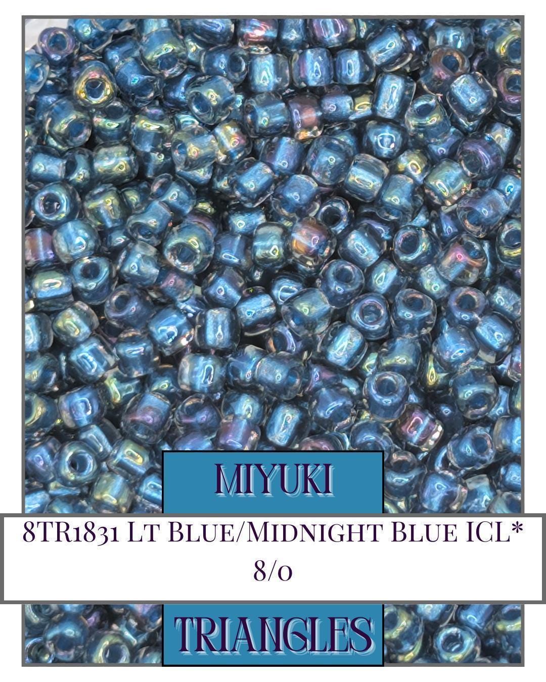 8TR1831-Miyuki Triangle Beads:Lt Blue/Midnight Blue ICL* (10g pkg)