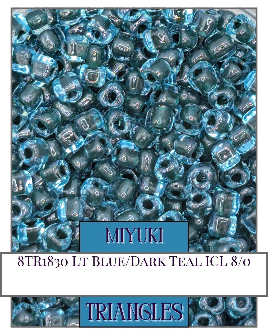 8TR1830-Miyuki Triangle Beads:Lt Blue/Dark Teal ICL (10g pkg)