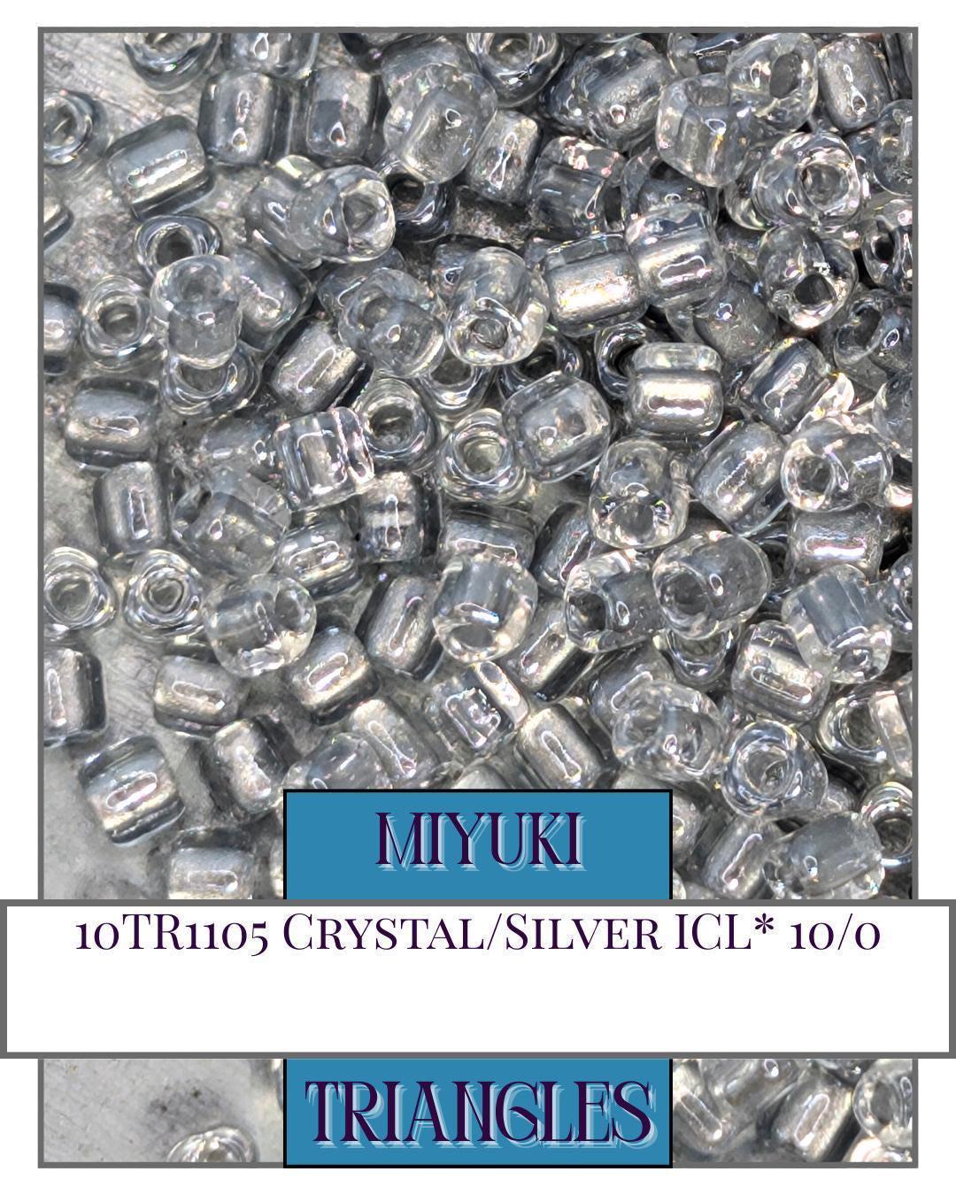 10TR1105-Miyuki Triangle Beads:Crystal/Silver ICL* (10g pkg)