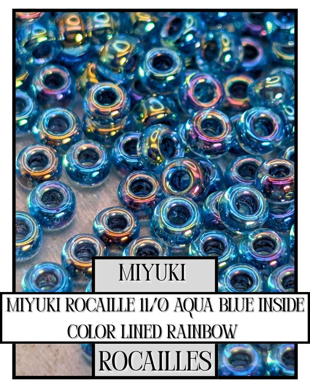 11-0339 Miyuki Rocailles 11/0 | Aqua/Blue Inside Color Lined/R 20g