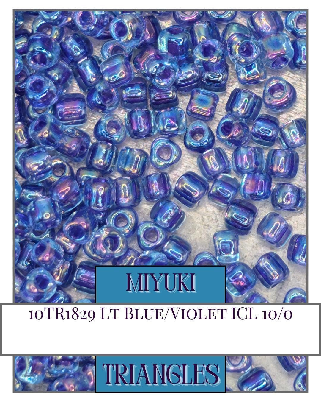 10TR1829-Miyuki Triangle Beads:Lt Blue/Violet ICL (10g pkg)