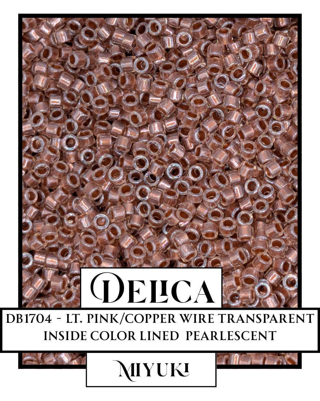 DB1704-Miyuki Delica 11/0:Lt. Pink/Copper Wire T/ICL/P (7 gram pkg ~1400 Pcs)