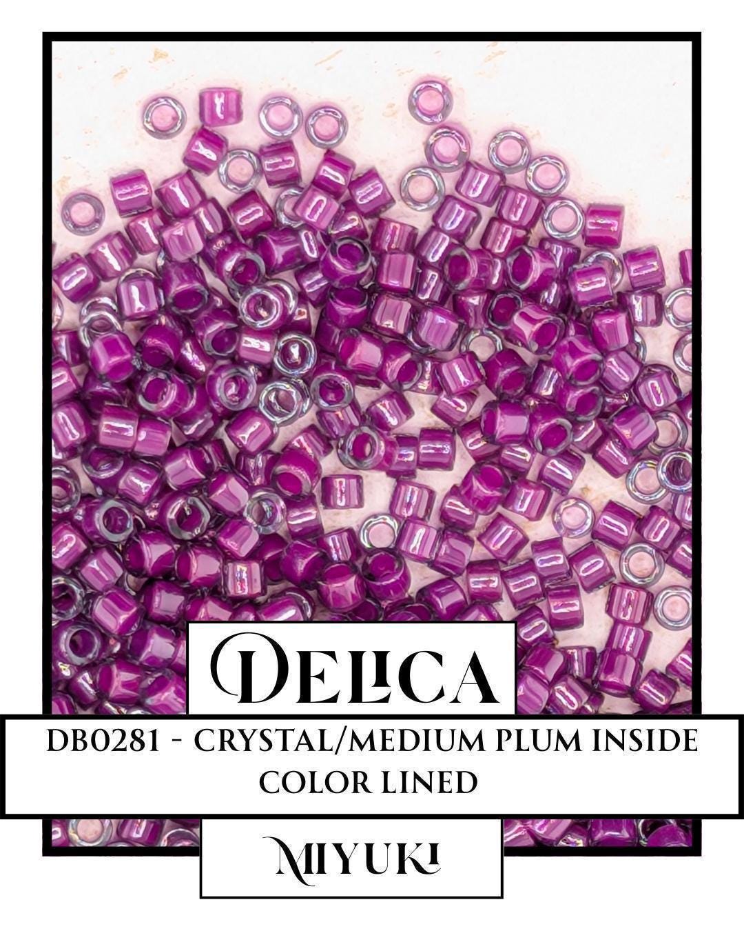 DB0281-Miyuki Delica 11/0:Crystal/Medium Plum ICL (7 gram pkg ~1400 Pcs)