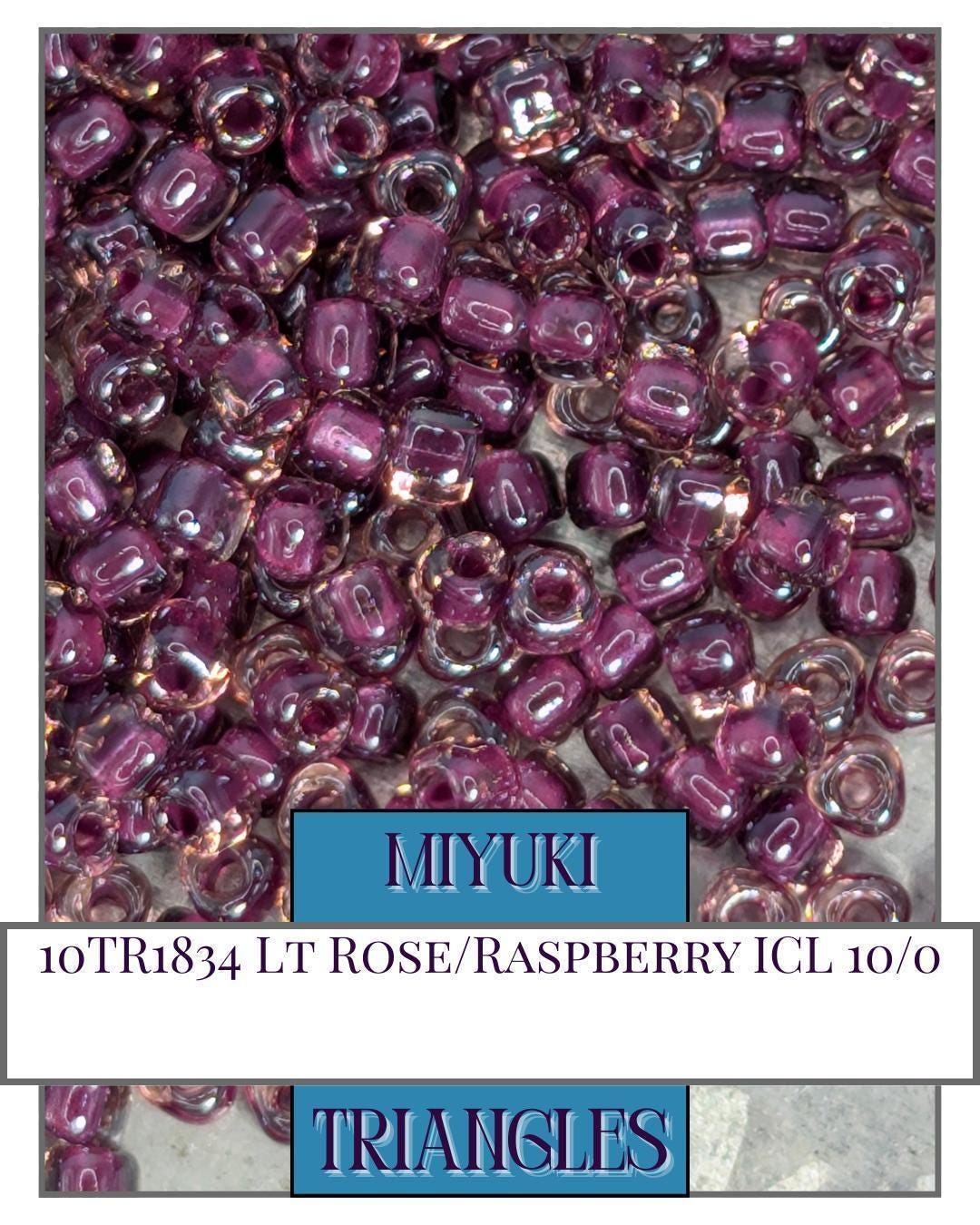 10TR1834-Miyuki Triangle Beads:Lt Rose/Raspberry ICL (10g pkg)