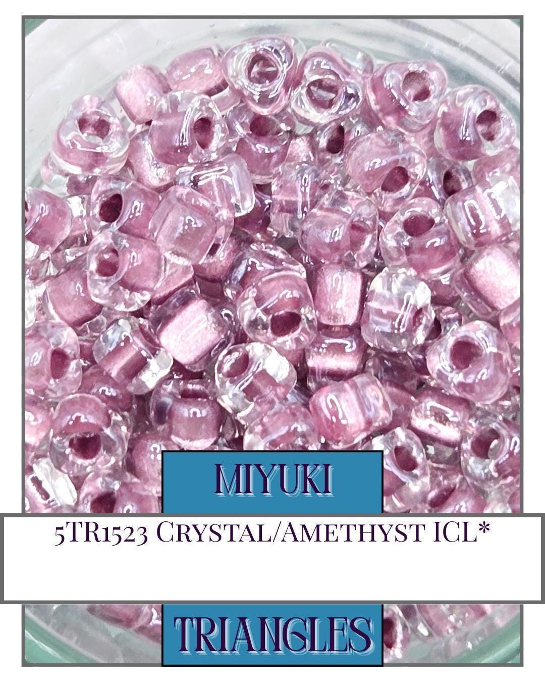 5TR1523-Miyuki Triangle Beads:Crystal/Amethyst ICL* (10g pkg)