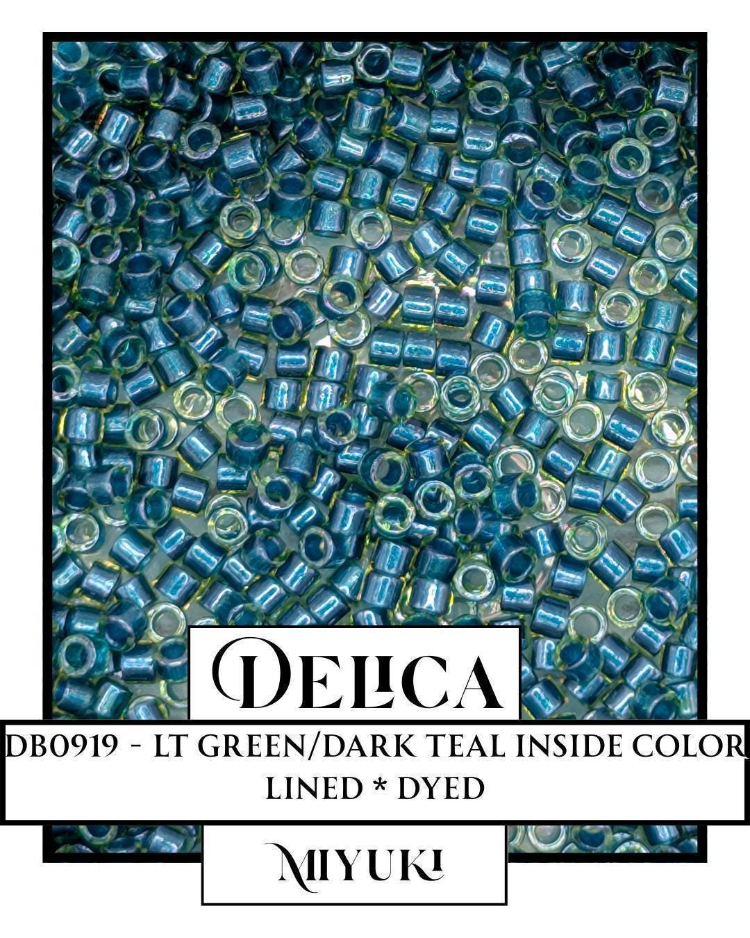 DB0919-Miyuki Delica 11/0:Lt Green/Dark Teal ICL* (D) (7 gram pkg ~1400 Pcs)