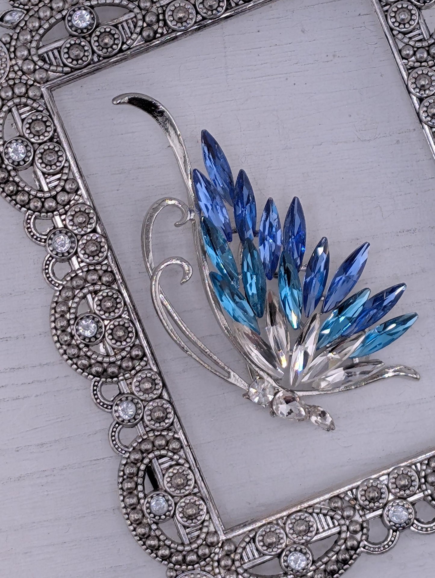 Butterfly Brooch, Purple Blue Rhinestones (Decorative Pin)