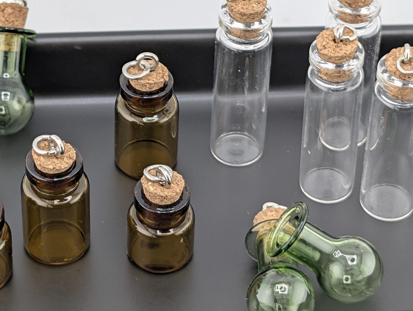 Set of 10 Glass Vial Charms: DIY Jewelry Making Supplies