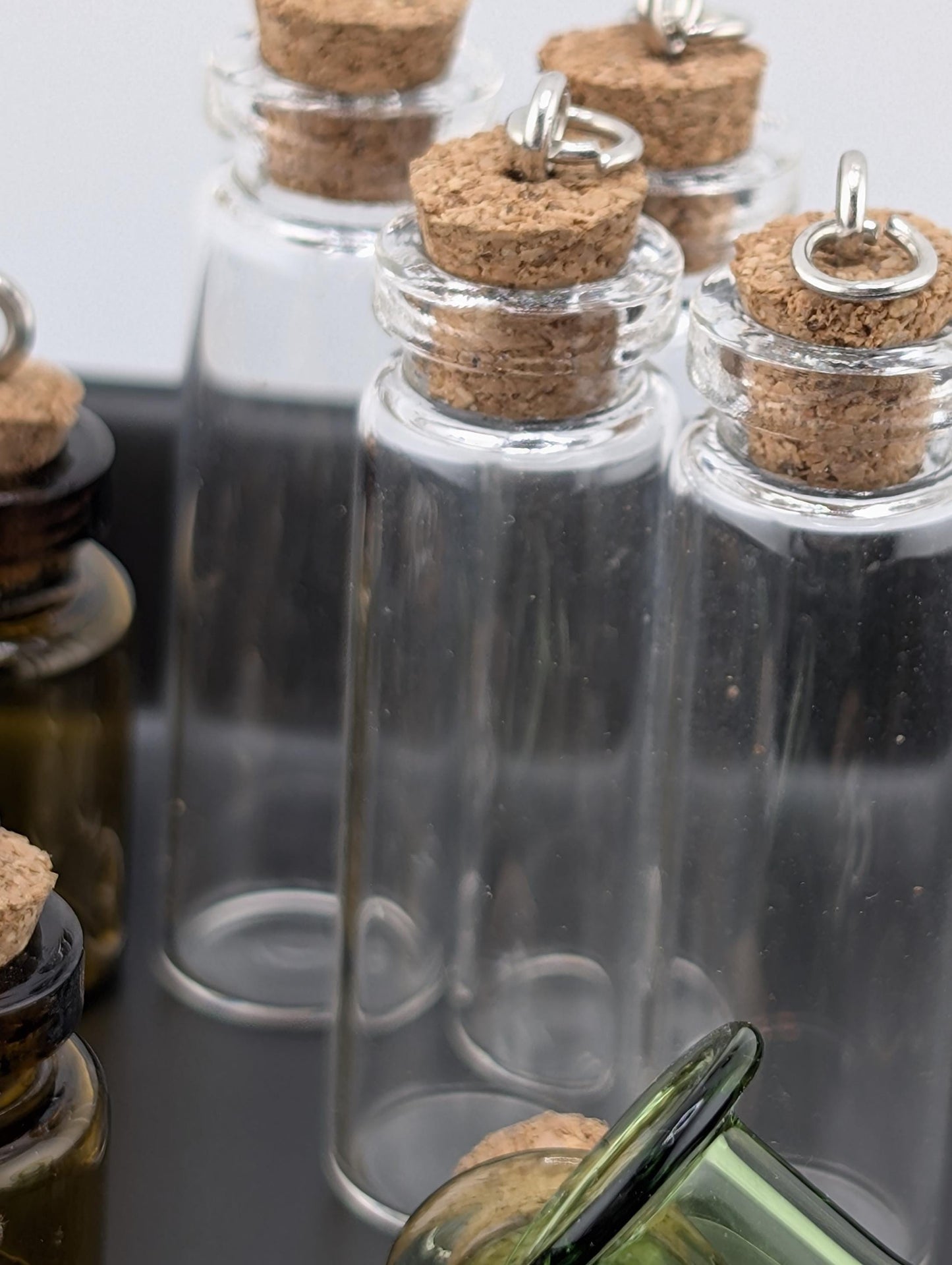 Set of 10 Glass Vial Charms: DIY Jewelry Making Supplies