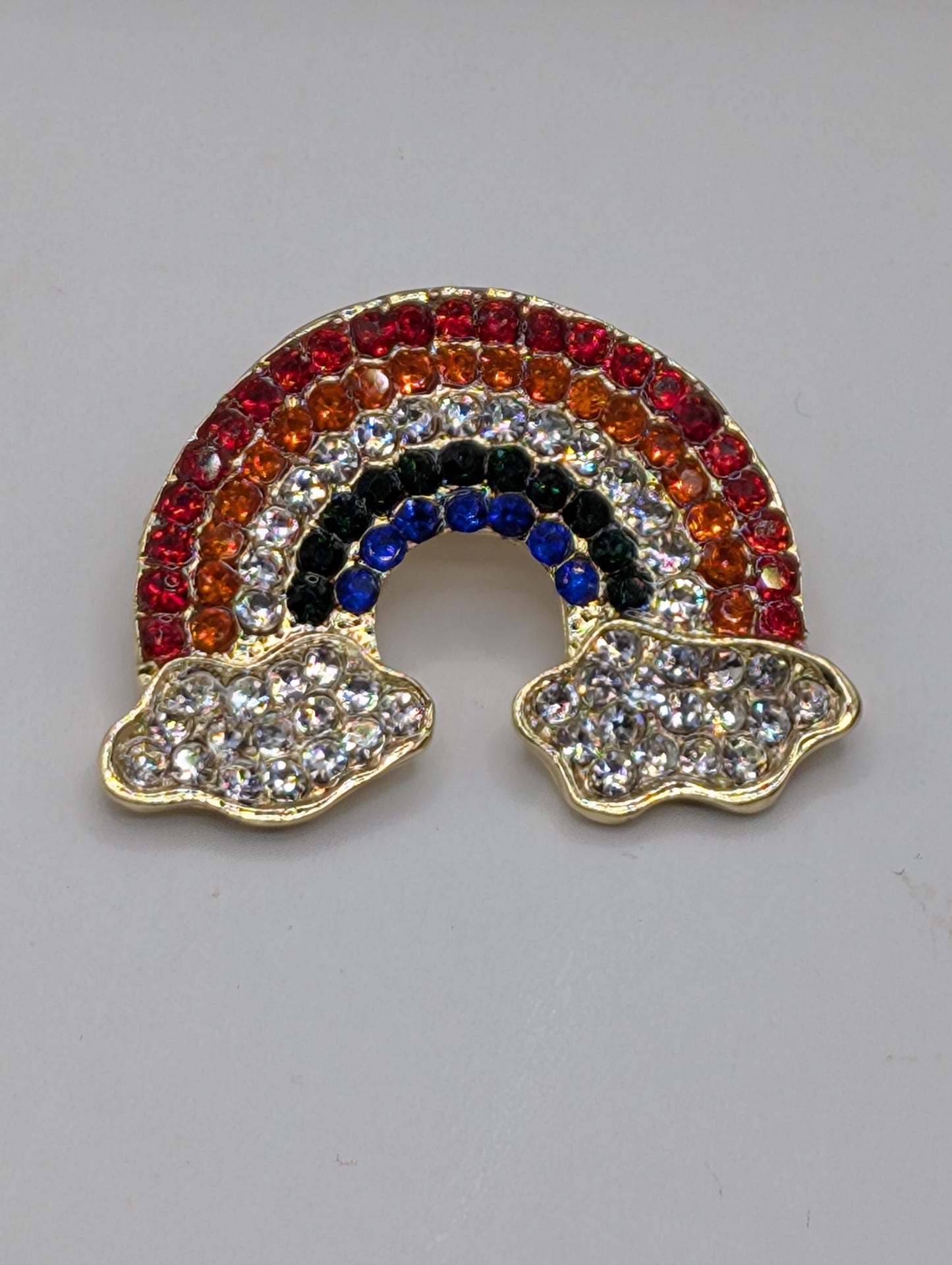 Colorful Rhinestone Rainbow for DIY Bag Charm Pin Accessory or Pendant Brooch