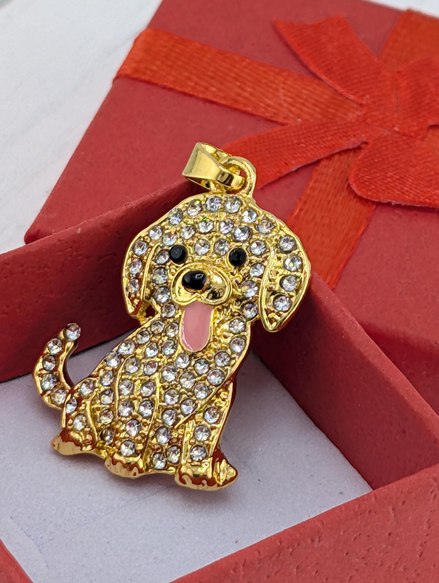 Gold Plated Lab #1 | Rhinestone Pendant/Bag Charm | Dog Pendant