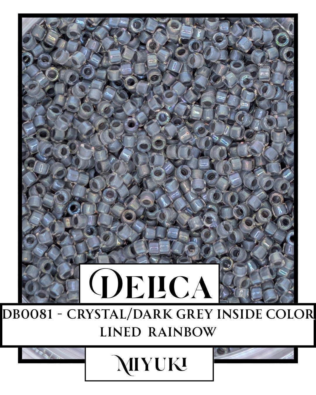 Grey Lined Crystal AB Delica - Size 11/0