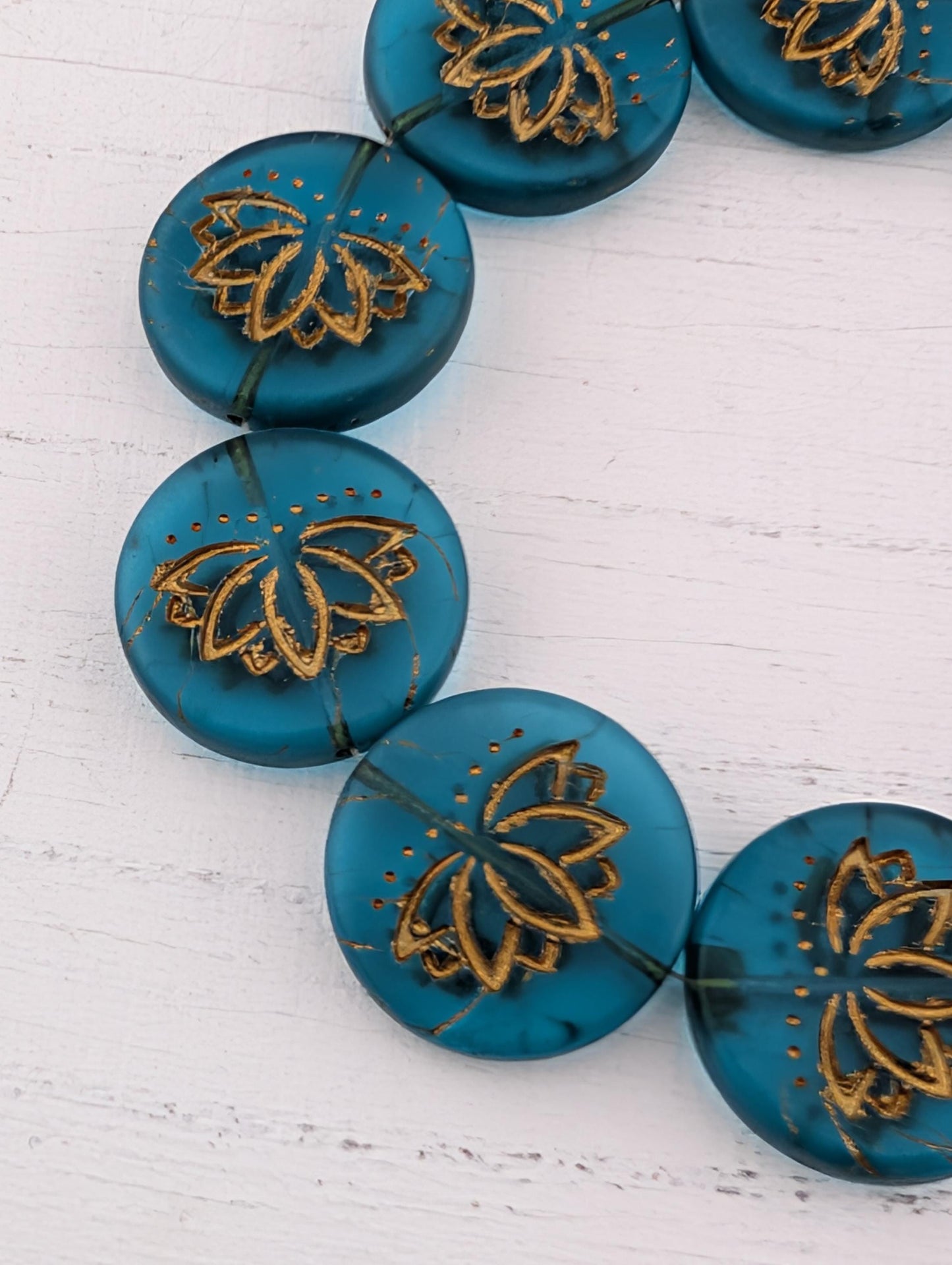 18mm Czech Glass Lotus Flower Beads: Boho Jewelry Making Supply (10 pcs)