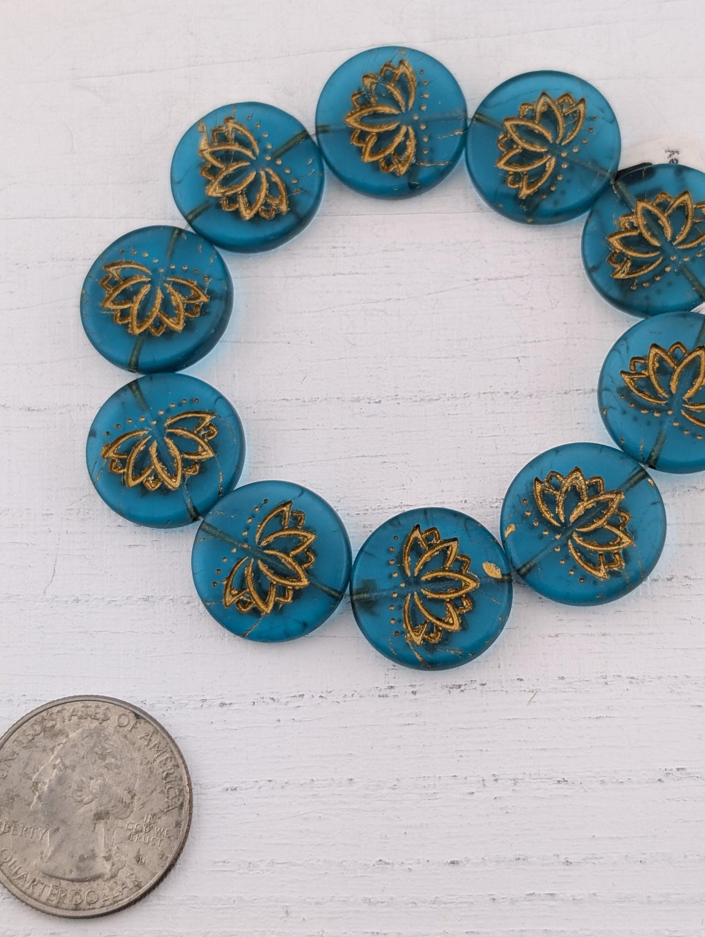 18mm Czech Glass Lotus Flower Beads: Boho Jewelry Making Supply (10 pcs)