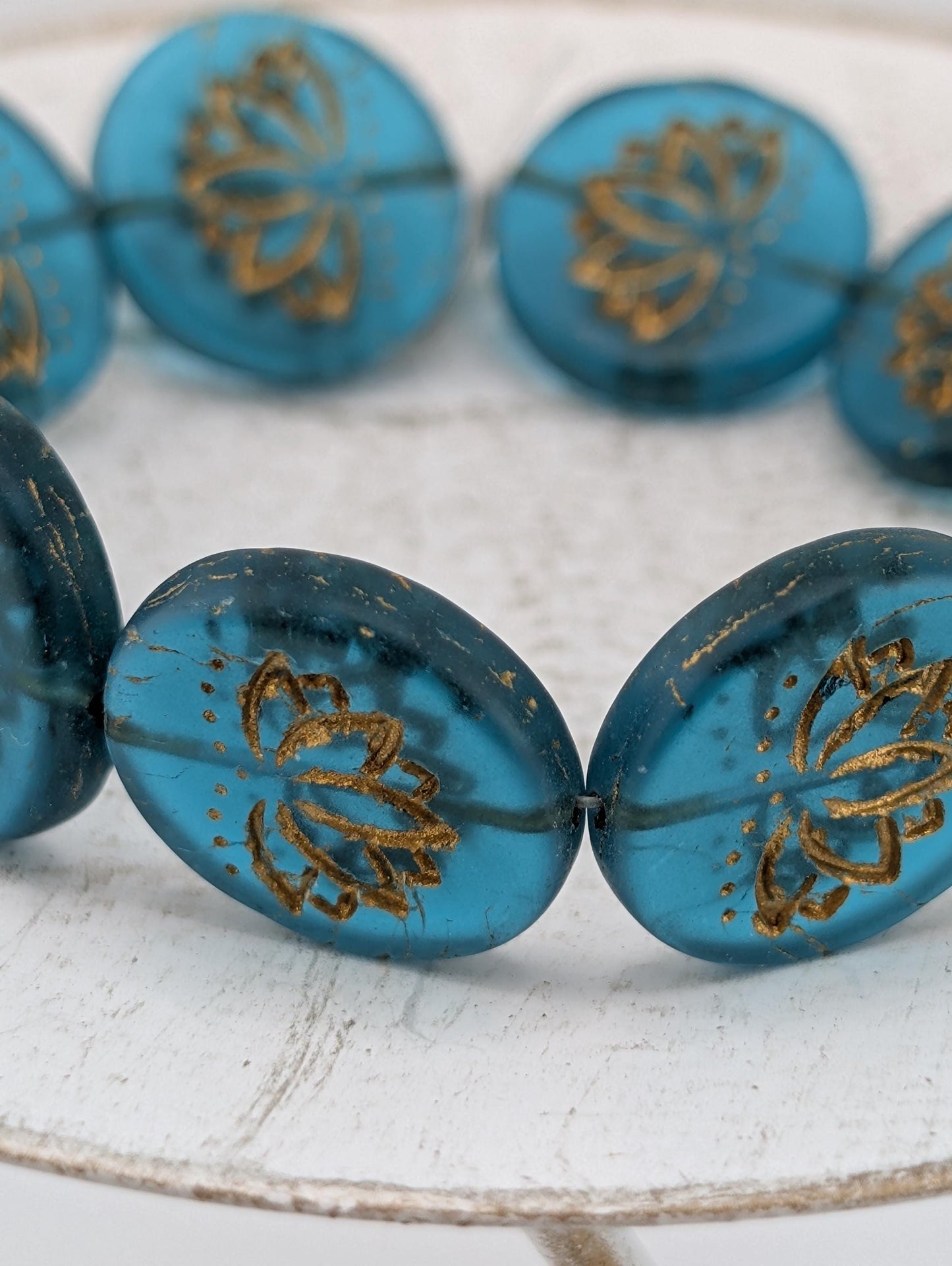 18mm Czech Glass Lotus Flower Beads: Boho Jewelry Making Supply (10 pcs)