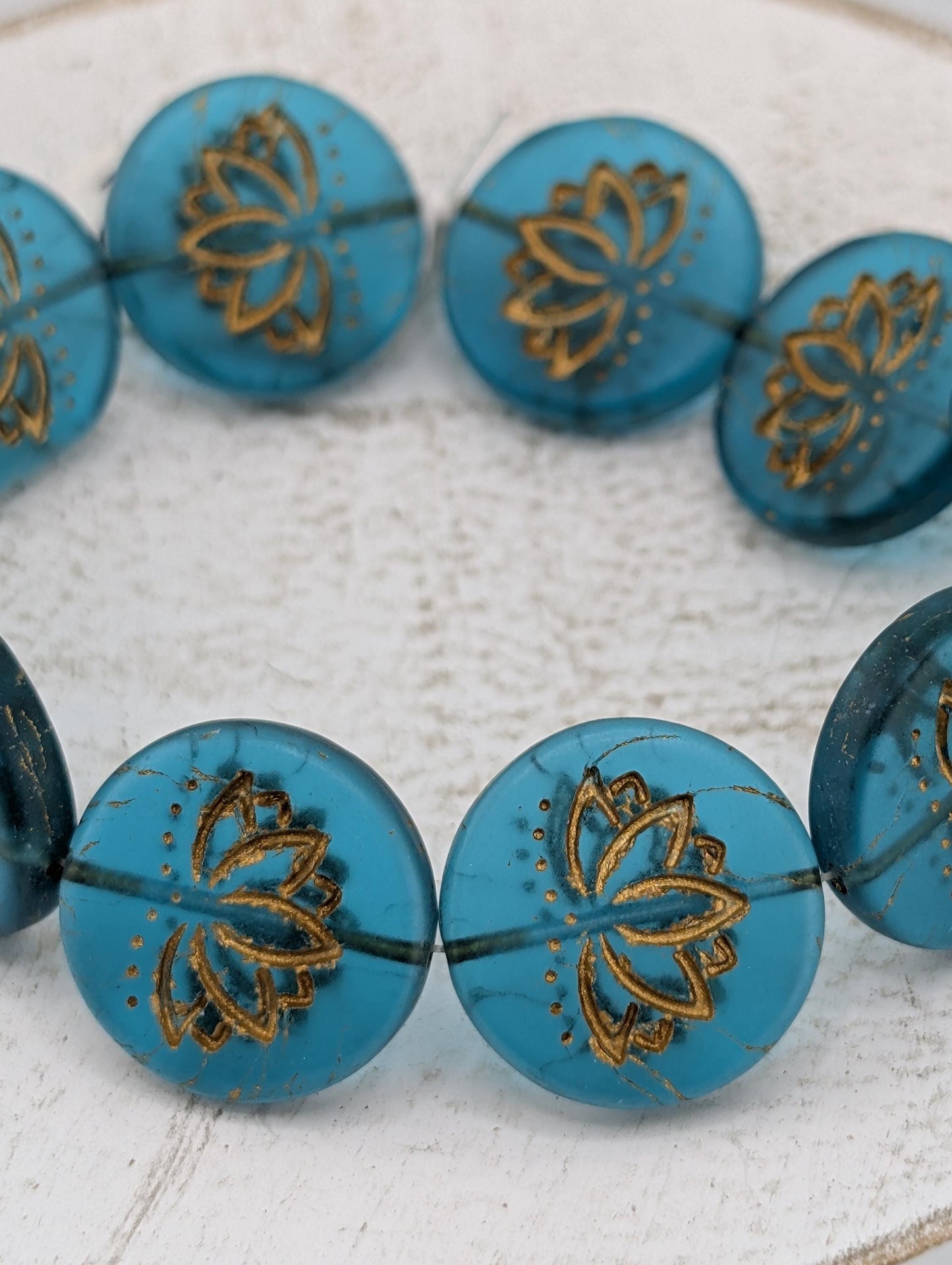 18mm Czech Glass Lotus Flower Beads: Boho Jewelry Making Supply (10 pcs)