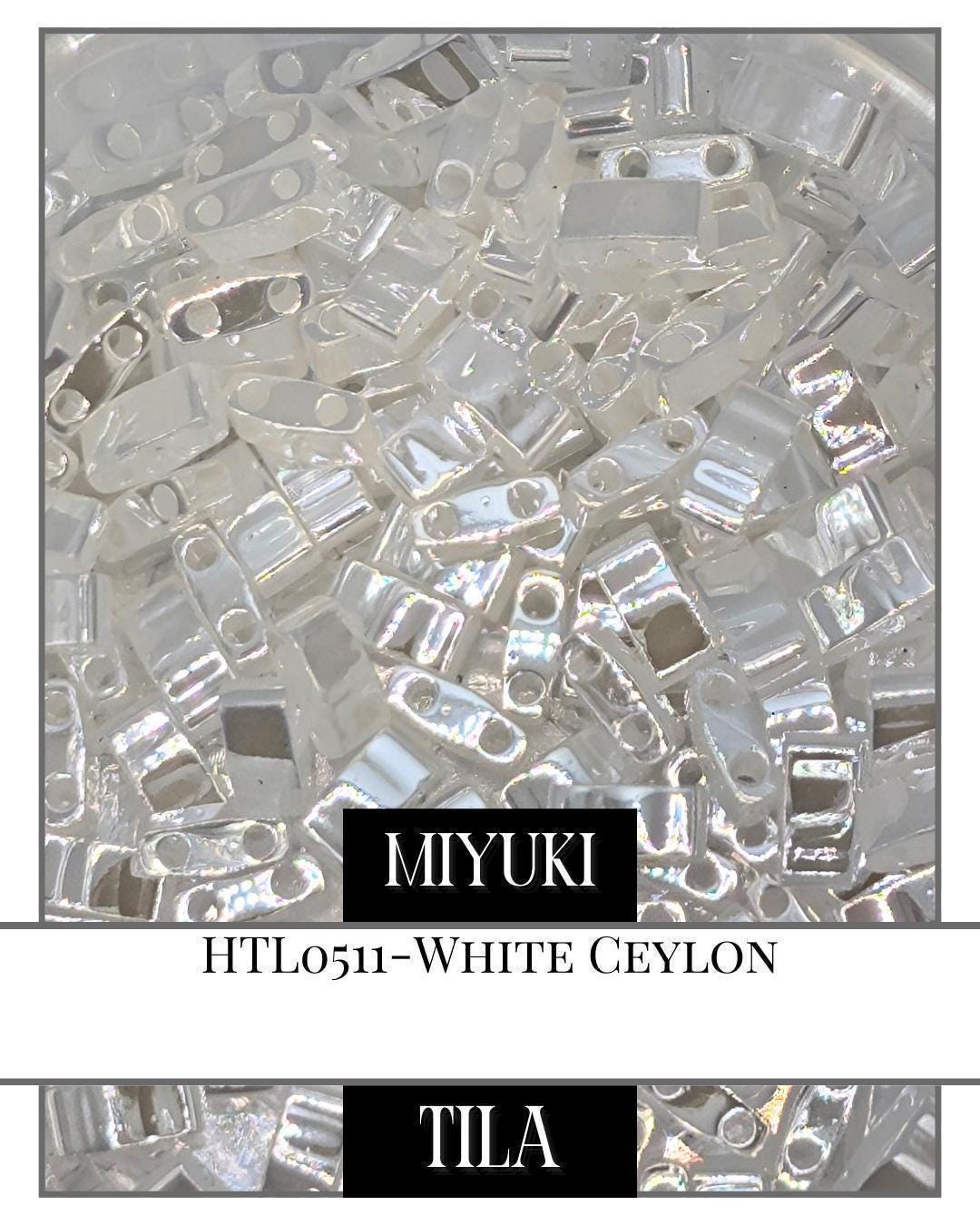 HTL0512-Miyuki Tila Beads:Eggshell C (7.5g pkg)