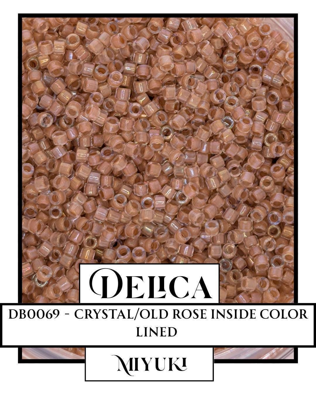 DB0069-Miyuki Delica 11/0:Crystal/Old Rose ICL (7 gram pkg ~1400 Pcs)