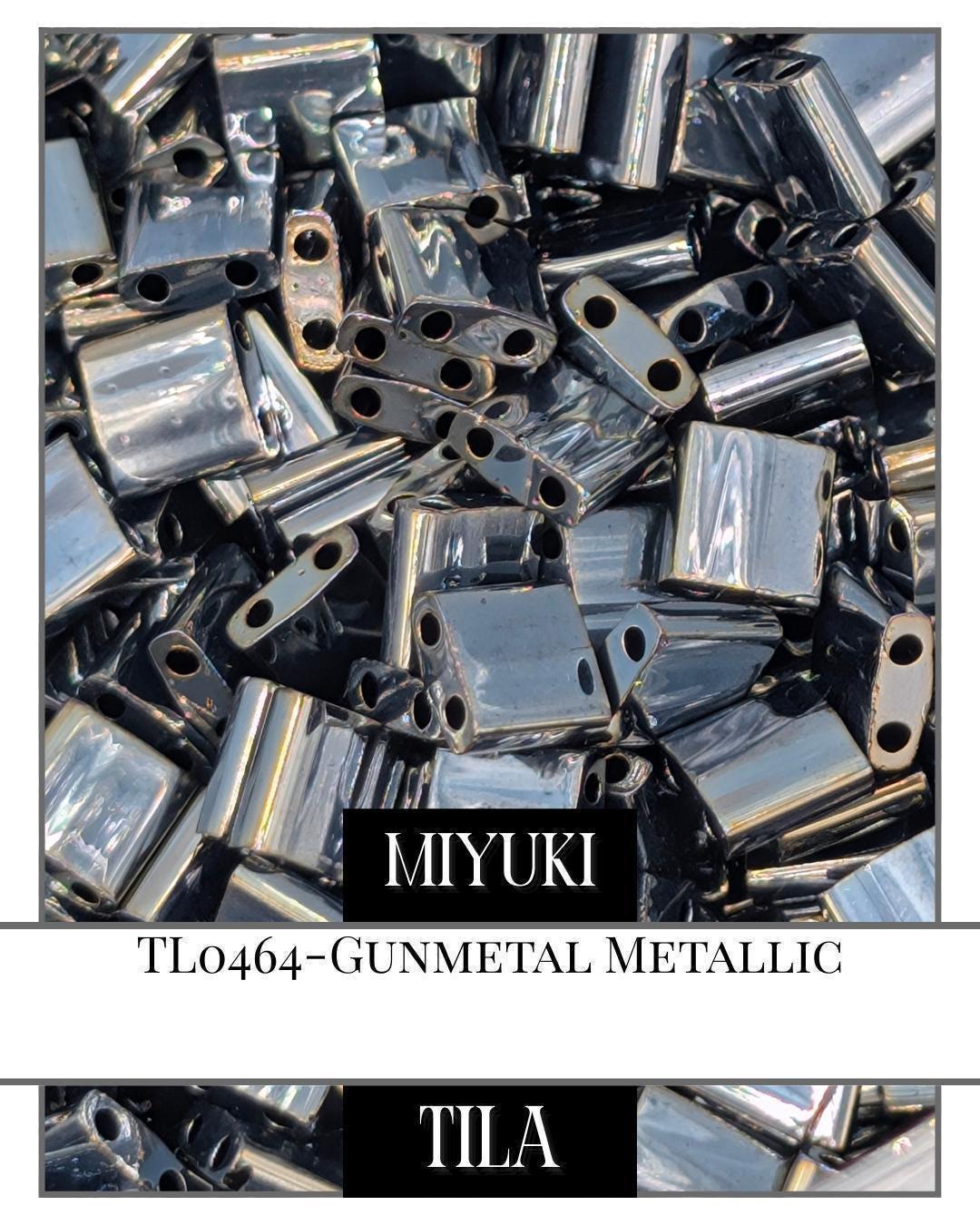 TL0464-Miyuki Tila Beads:Gunmetal M (7.5g pkg)