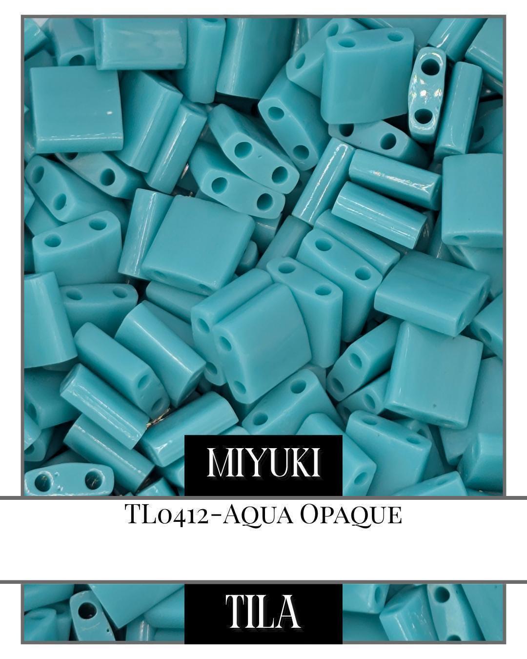 TL0412-Miyuki Tila Beads:Aqua O (7.5g pkg)
