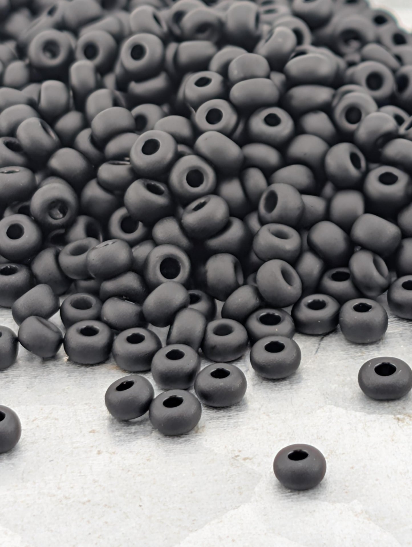 Opaque Semi-Matte Black | Preciosa Ornela Seed Beads | Size 8/0 | 15g Pkg ~630 pcs