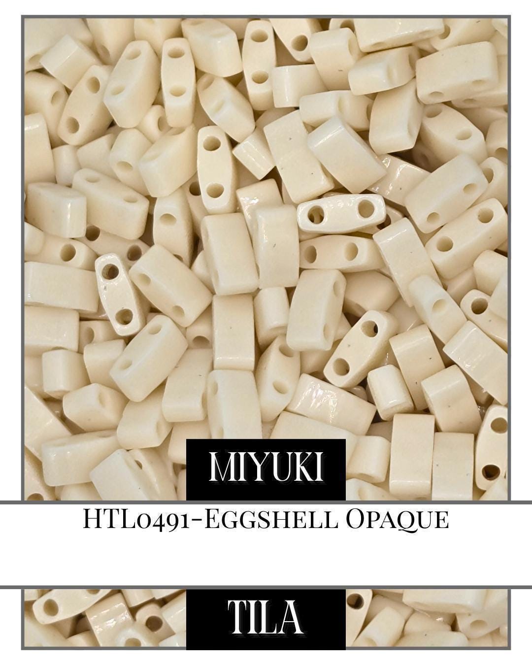 HTL0491-Miyuki Tila Beads:Eggshell0 (7.5g pkg)