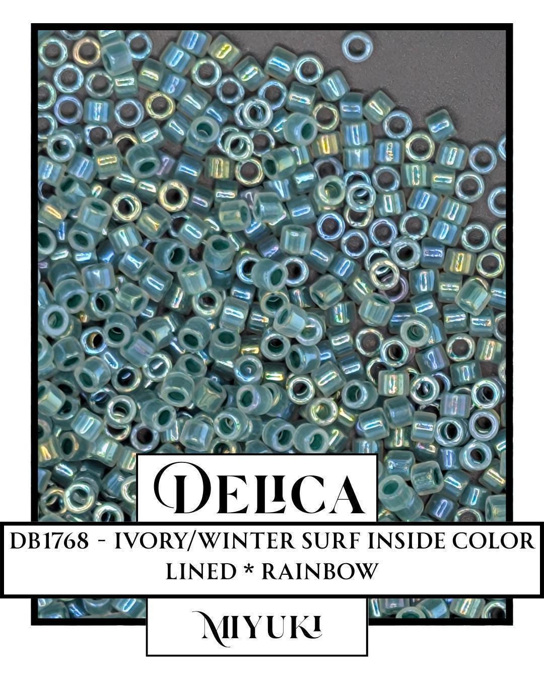 DB1768-Miyuki Delica 11/0:Ivory/Winter Surf ICL*/R (7 gram pkg ~1400 Pcs)
