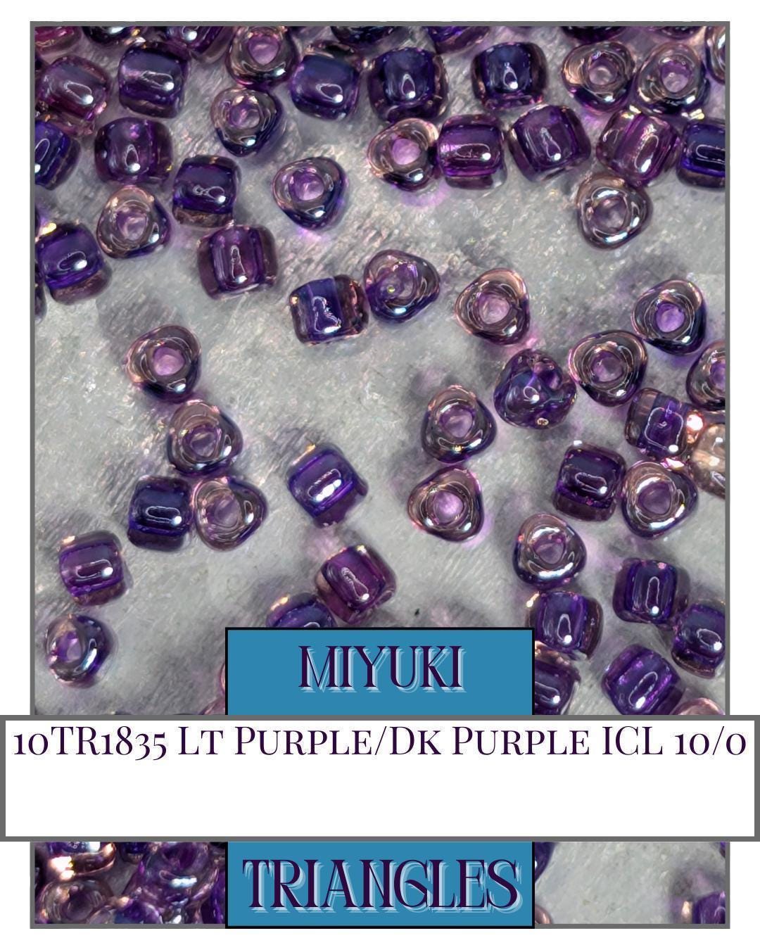 10TR1835-Miyuki Triangle Beads:Lt Purple/Dk Purple ICL (10g pkg)