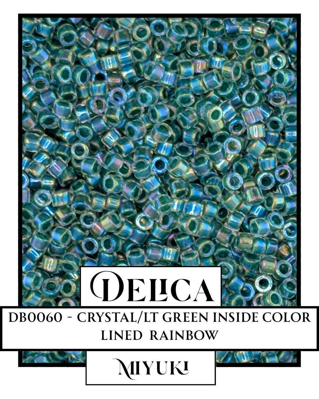 DB0060-Miyuki Delica 11/0:Crystal/Lt Green ICL/R (7 gram pkg ~1400 Pcs)
