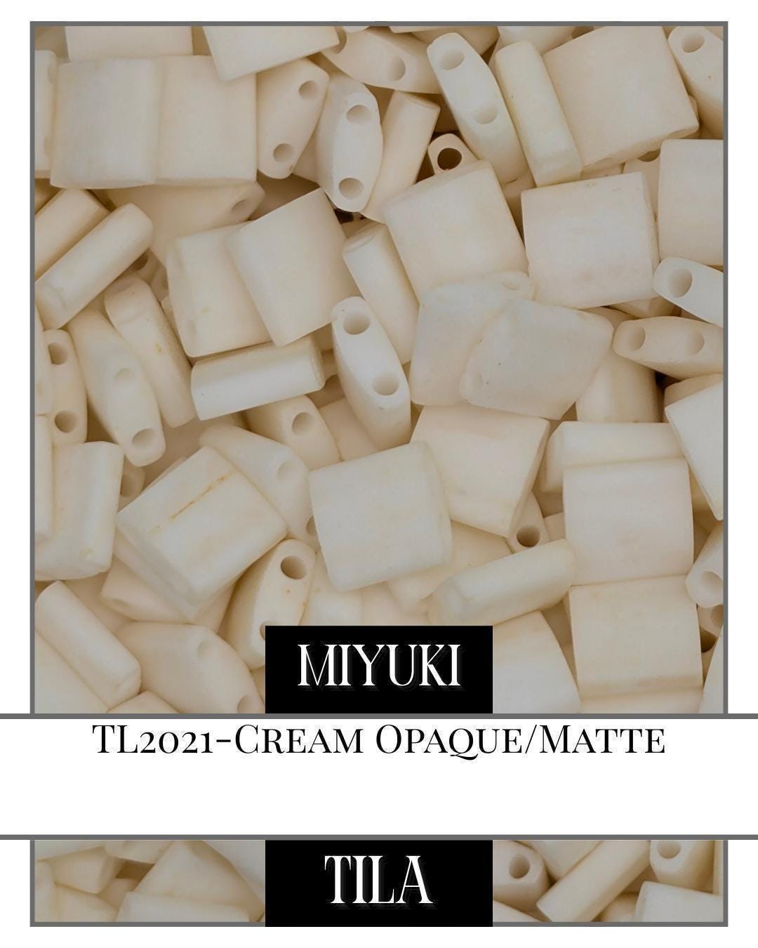 TL2021-1-Miyuki Tila Beads:Opaque matte Cream (7.5g pkg)