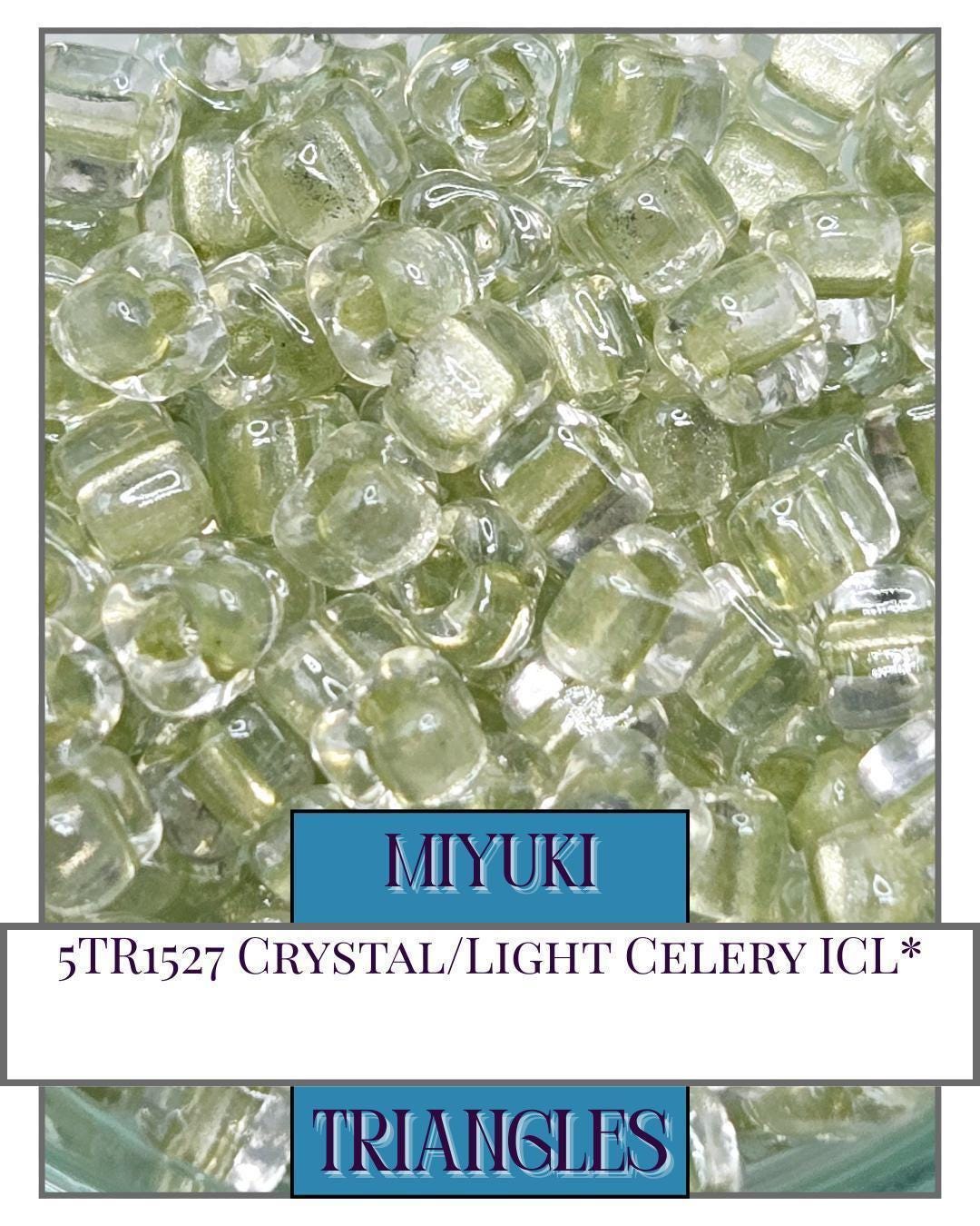 5TR1527-Miyuki Triangle Beads:Crystal/Light Celery ICL* (10g pkg)