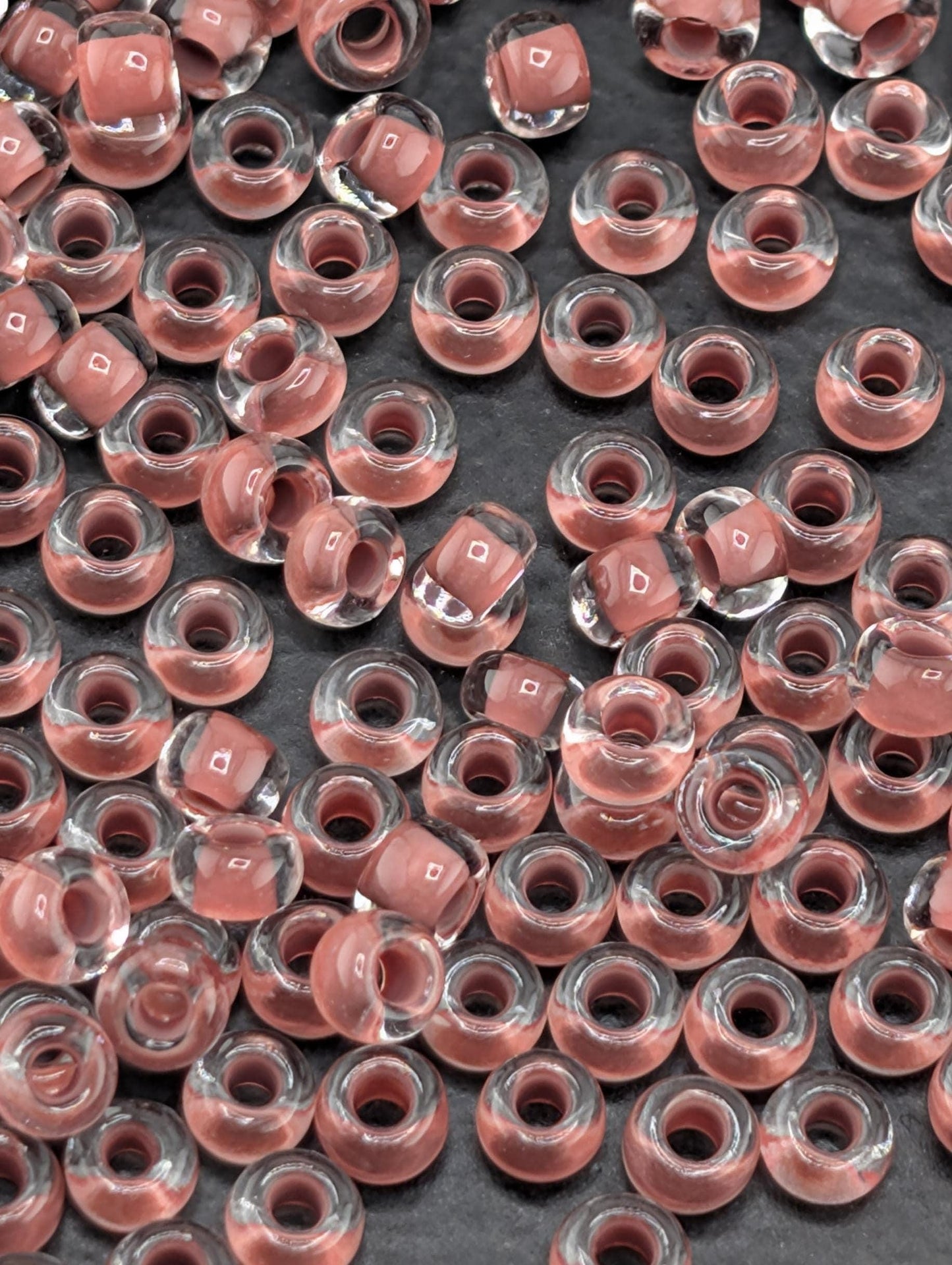 Transparent Terra Intensive Brown Lined Clear | Preciosa Ornela Seed Beads | Size 8/0 | 15g Pkg ~630 pcs