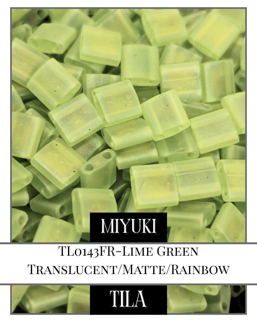TL0143FR-Miyuki Tila Beads:Lime Green T/MA/R (7.5g pkg)