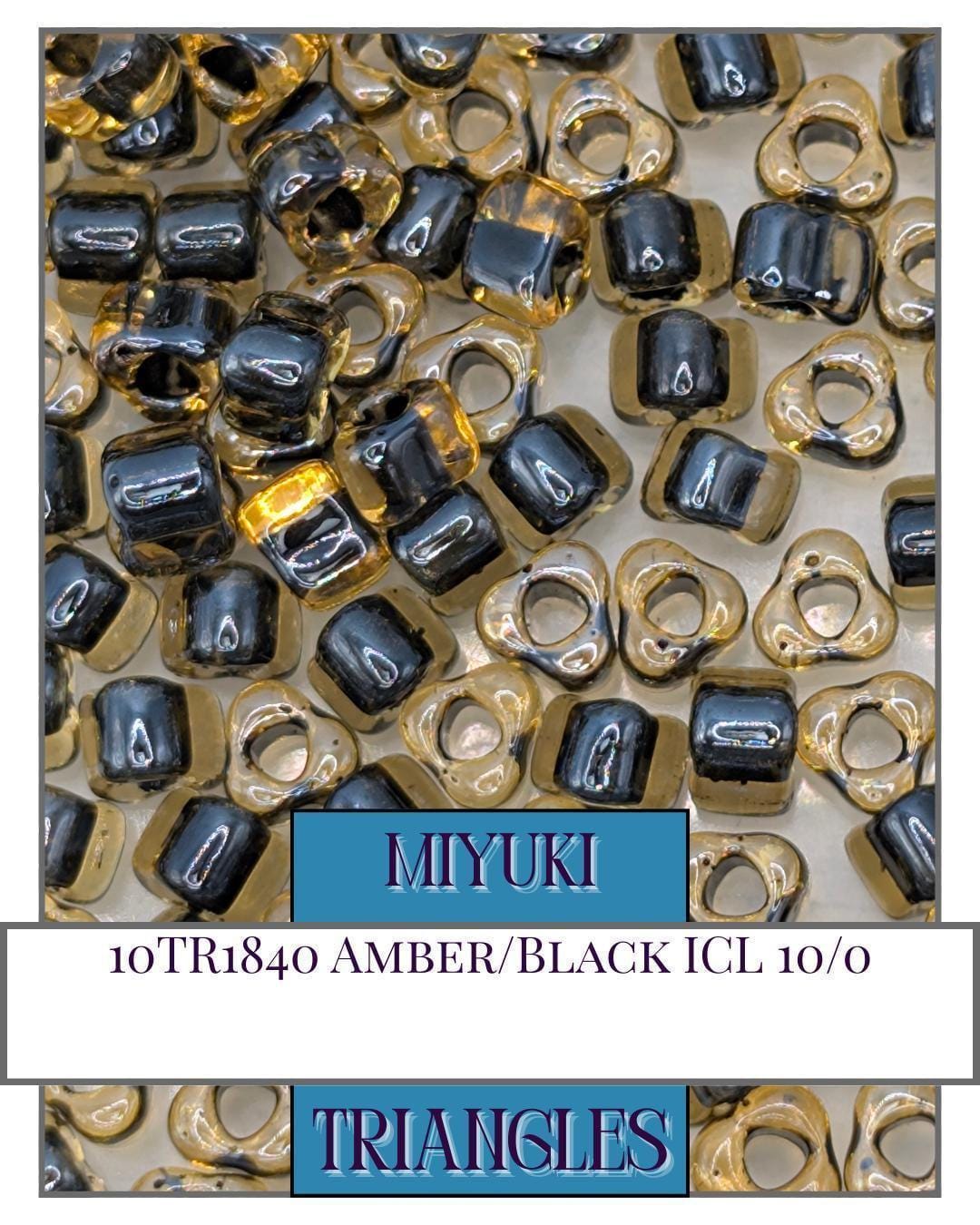 10TR1840-Miyuki Triangle Beads:Amber/Black ICL (10g pkg)