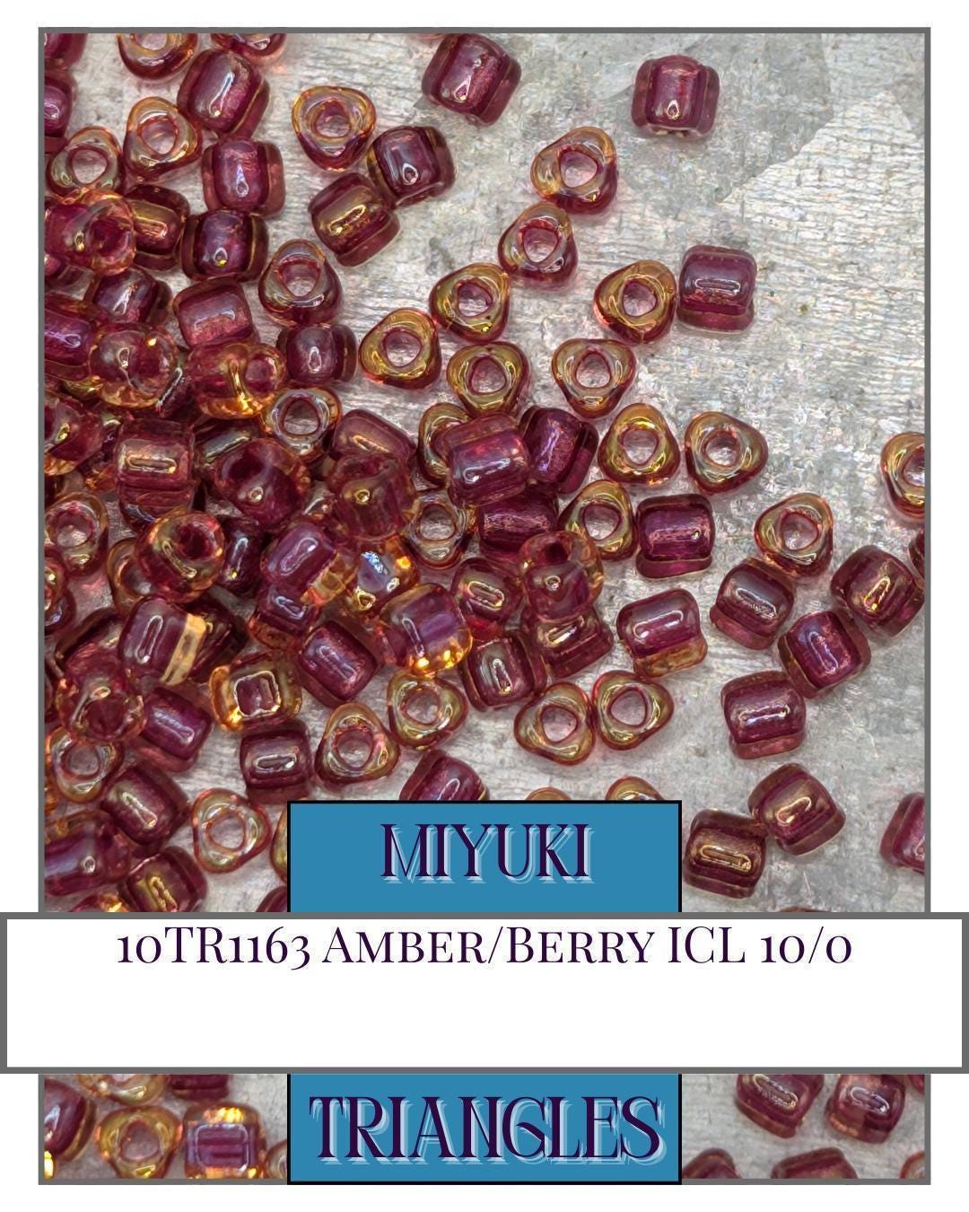 10TR1163-Miyuki Triangle Beads:Amber/Berry ICL (10g pkg)