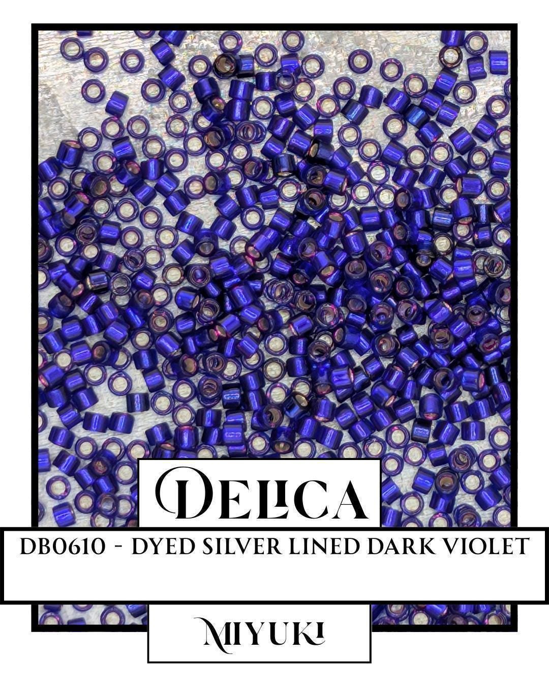 DB0610-Miyuki Delica 11/0:Dyed Silver Lined Dark Violet (7 gram pkg ~1400 Pcs)