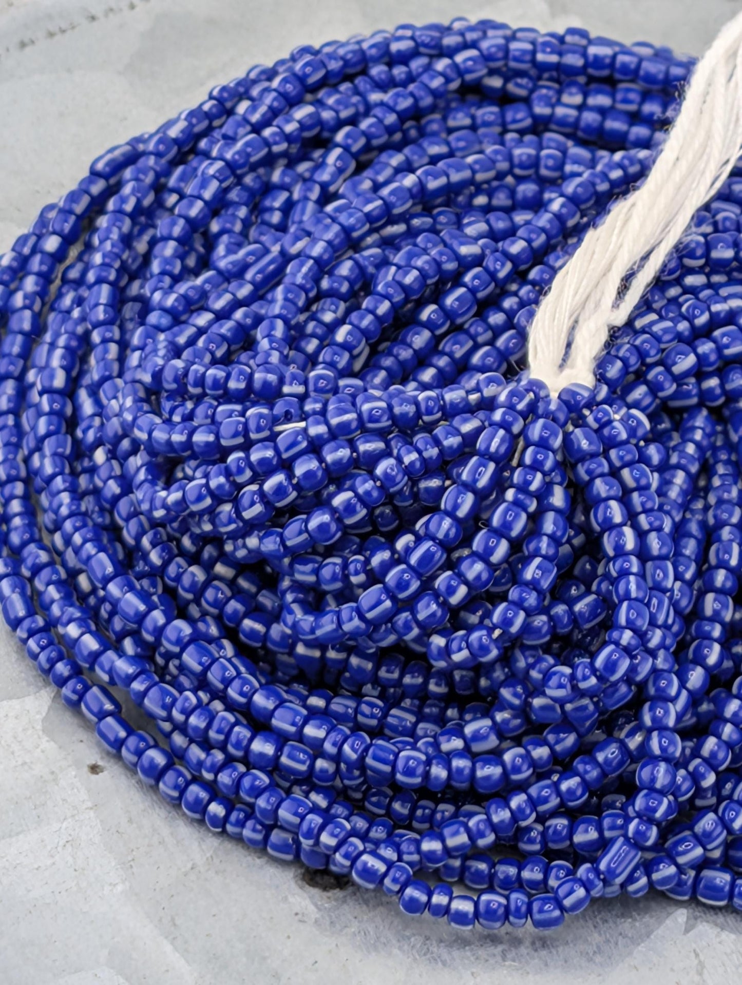 11/0 Blue & White Stripes Preciosa Glass Seed Beads 15g pkg