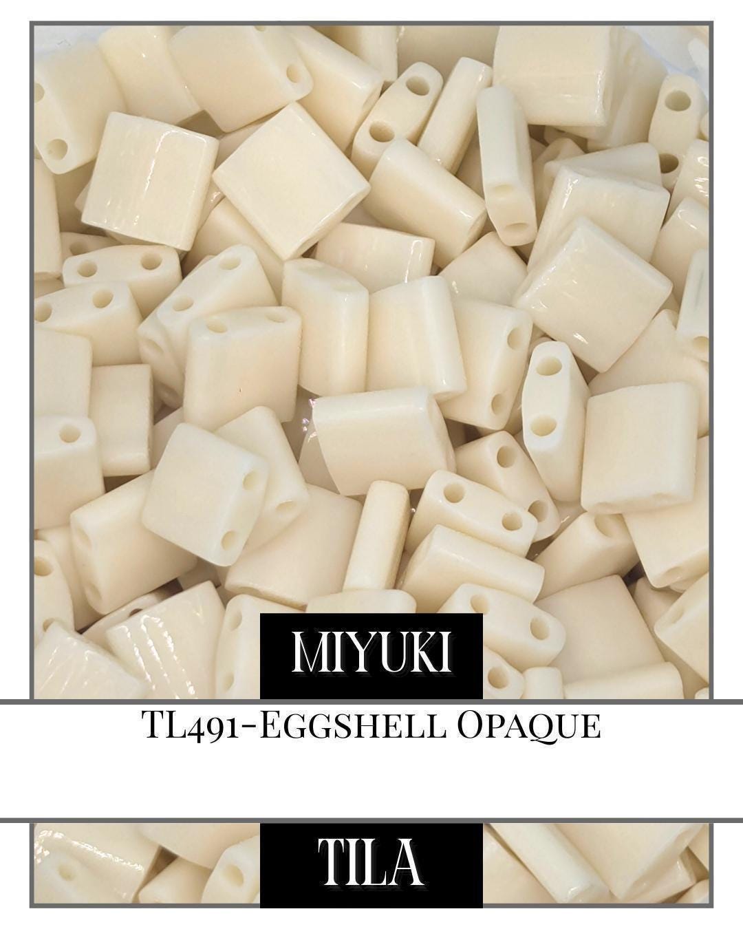 TL0491-Miyuki Tila Beads:Eggshell 0 (7.5g pkg)