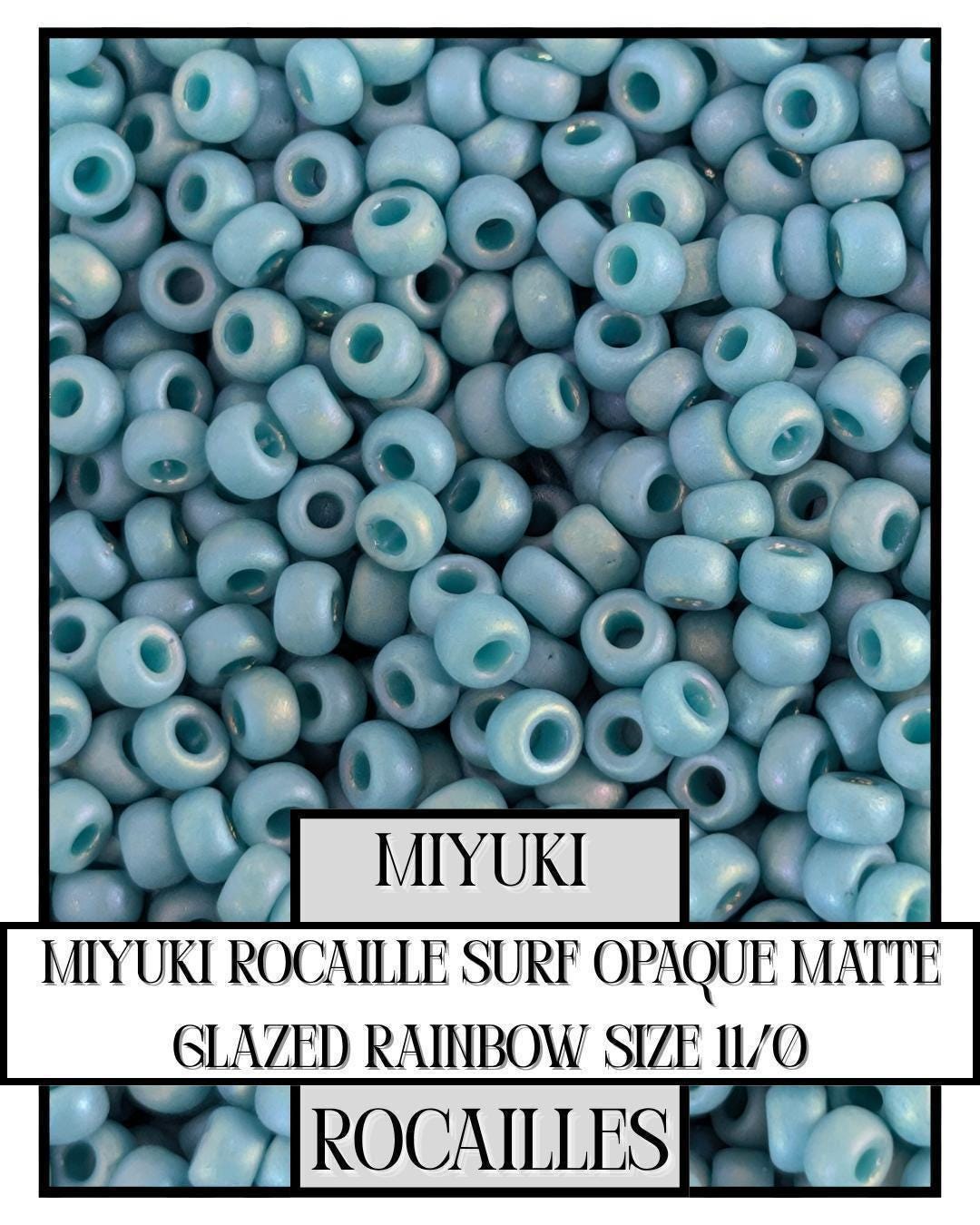 Surf Blue Miyuki Rocaille Beads: Opaque Matte Rainbow Glaze, Size 11/0