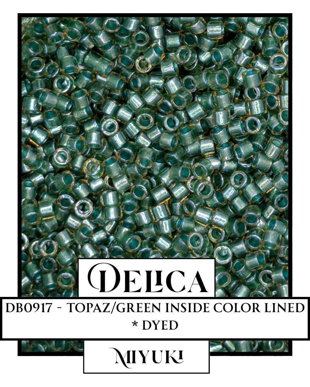 DB0917-Miyuki Delica 11/0:Topaz/Green ICL* (D) (7 gram pkg ~1400 Pcs)