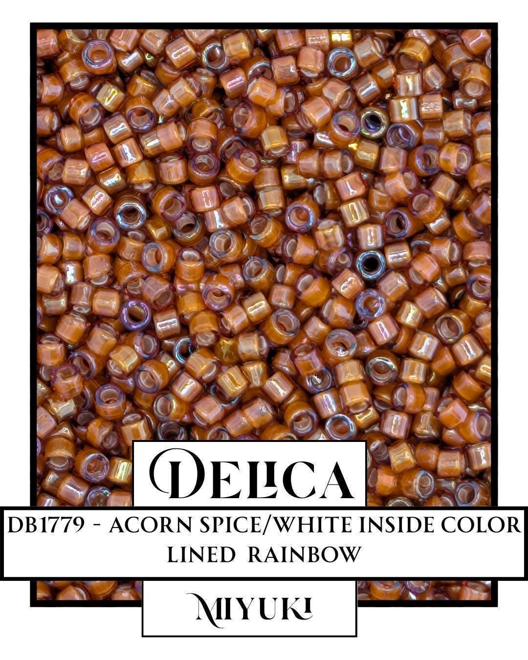 DB1779-Miyuki Delica 11/0:Acorn Spice/White ICL/R (7 gram pkg ~1400 Pcs)