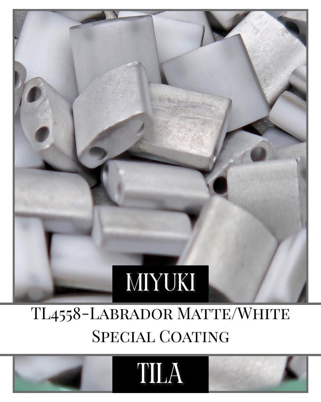 TL4558-Miyuki Tila Beads:Labrador Matte/White SC (7.5g pkg)