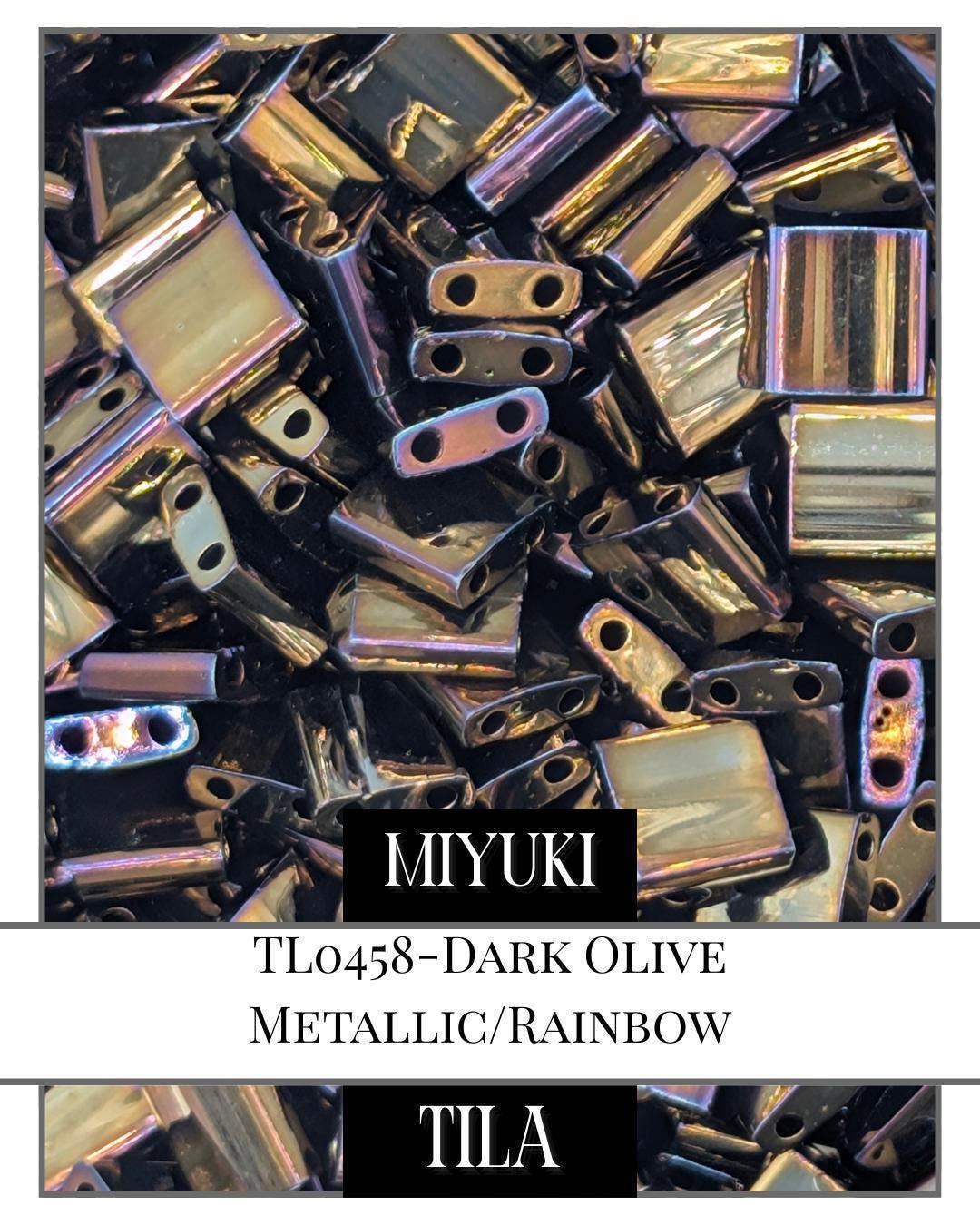 Miyuki Tila Beads: Dark Olive Metallic Rainbow, 7.5g