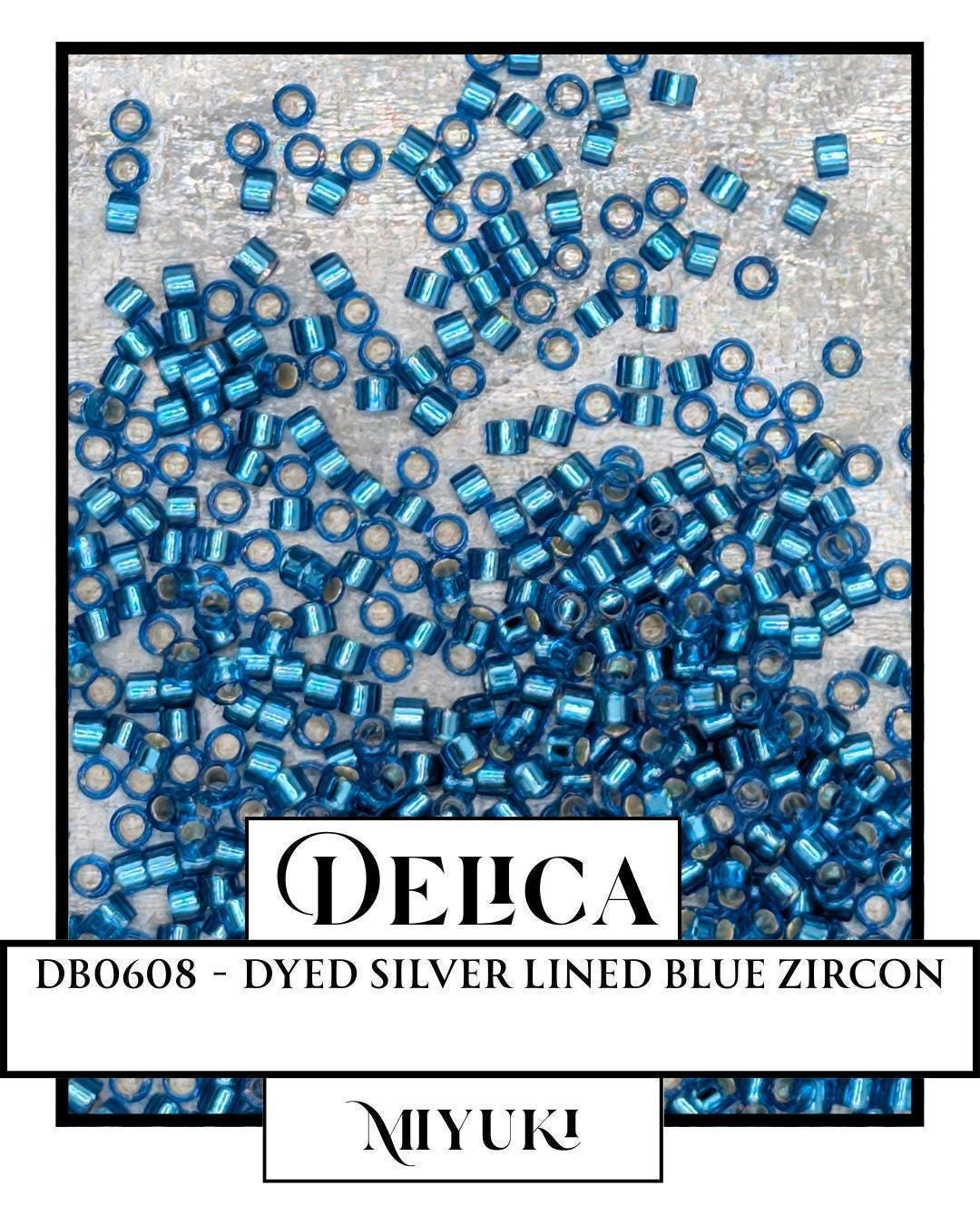 DB0608-Miyuki Delica 11/0:Dyed Silver Lined Blue Zircon (7 gram pkg ~1400 Pcs)
