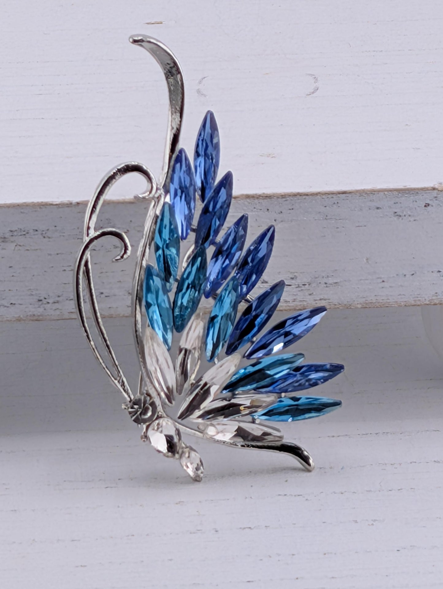 Butterfly Brooch, Purple Blue Rhinestones (Decorative Pin)
