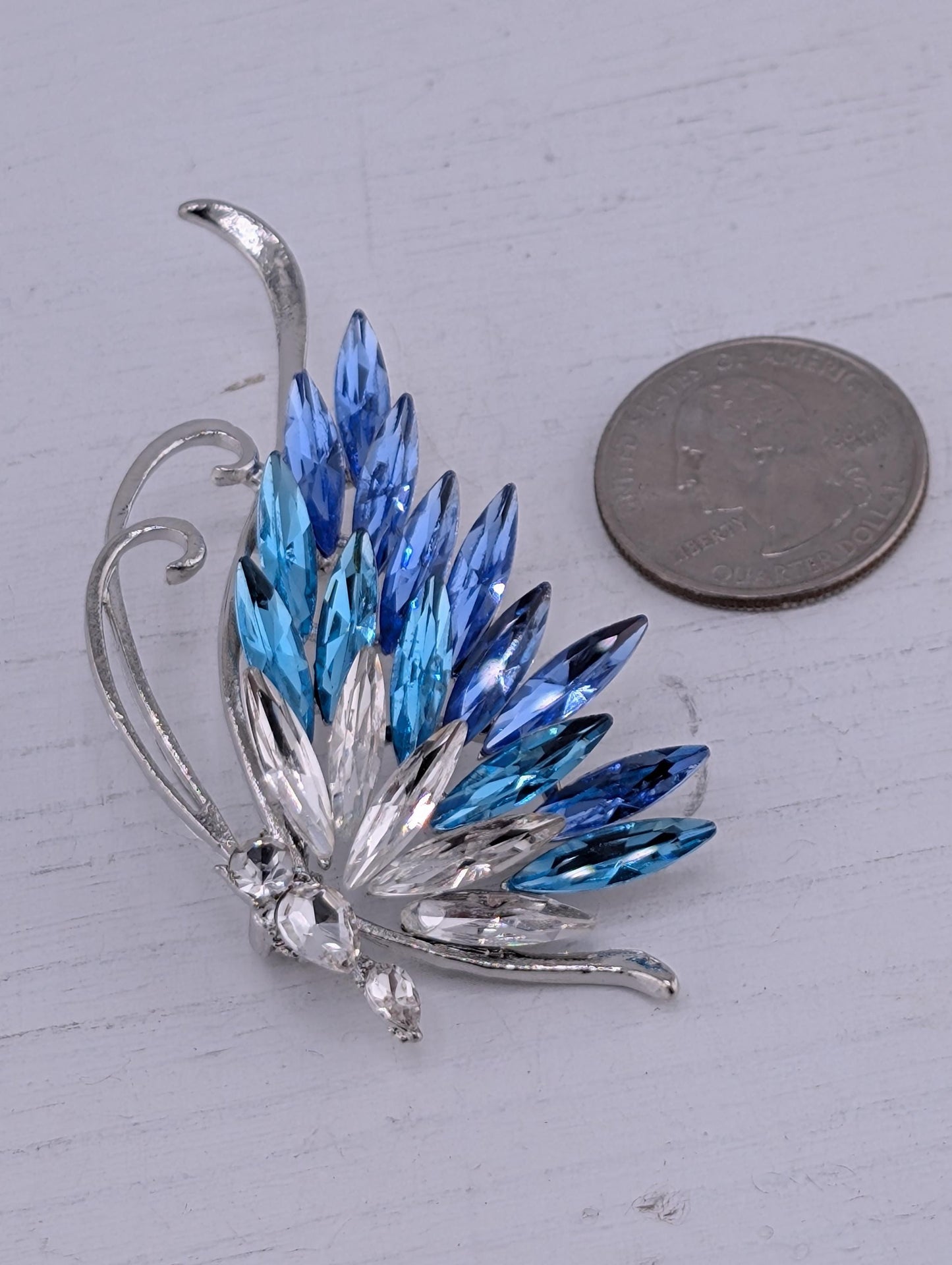 Butterfly Brooch, Purple Blue Rhinestones (Decorative Pin)