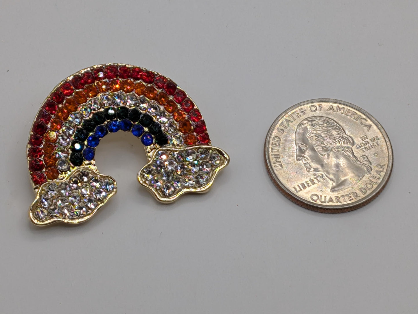 Colorful Rhinestone Rainbow for DIY Bag Charm Pin Accessory or Pendant Brooch