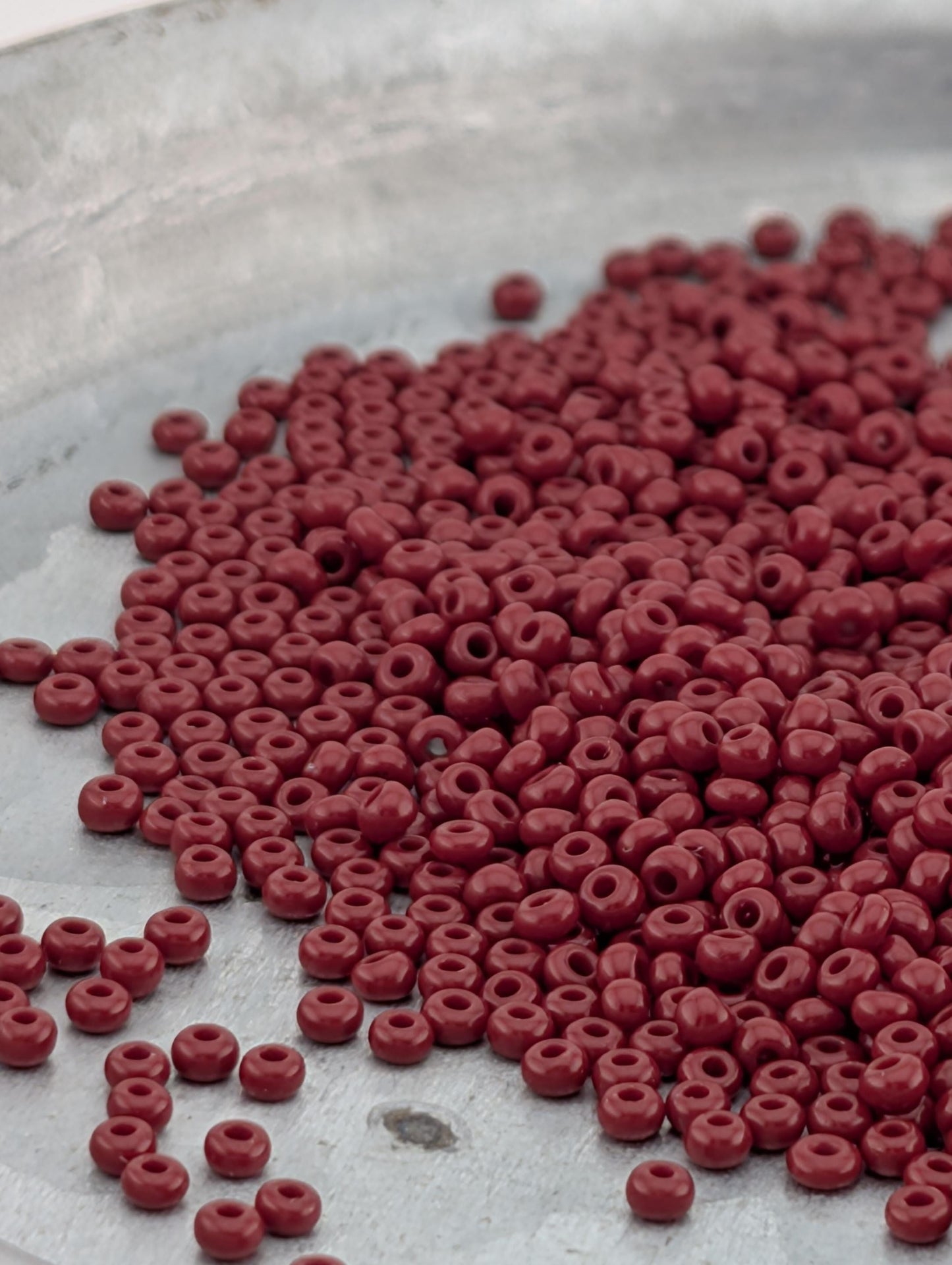 Opaque Dark Red Coral | Preciosa Ornela Seed Beads | Size 11/0 | 15g Pkg ~630 pcs
