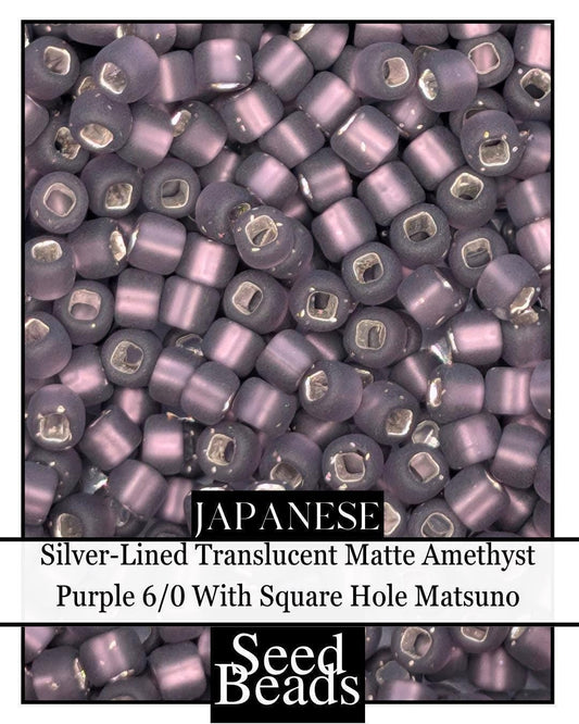 5770SB Silver-Lined Translucent Matte Amethyst Purple 6/0 With Square Hole (15g pkg)