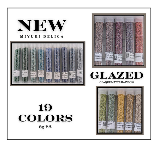 Set of 19 Matte Glazed Colors Delica Seed Bead Making Supply Kit Collection Quality Tube Bead Set Matte Glazed Glass
